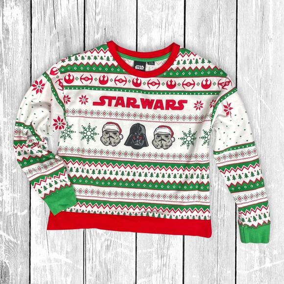 Star Wars Darth Vader Fair Isle Sweatshirt XS Holiday Red Green NWOT - Picture 1 of 9